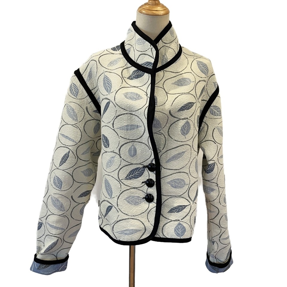 Beluva San Francisco Reversible Jacket Blue White Leaves M/L eBay