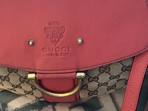 GUCCI Leather Canvas Bamboo Shoulder Bag - Picture 13 of 22