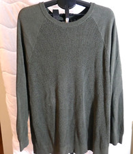 CLAIBORNE Mens Size 3XL Grey Lightweight Knit Crew Neck Sweater