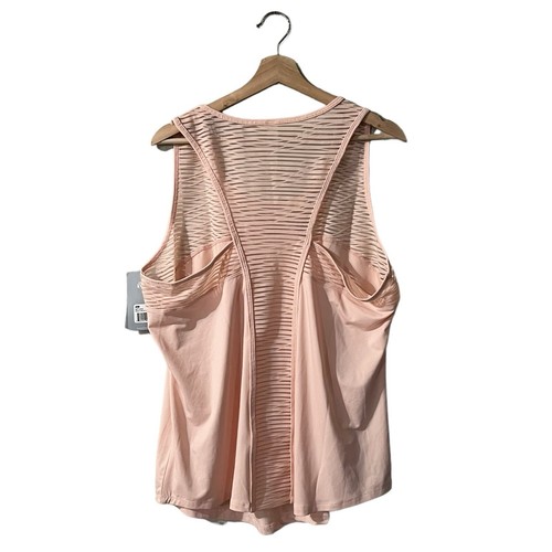 Marika Tank Top Plus Size 0X Sheer Striped Peach Melba Pink Racerback Illusion - Picture 2 of 6