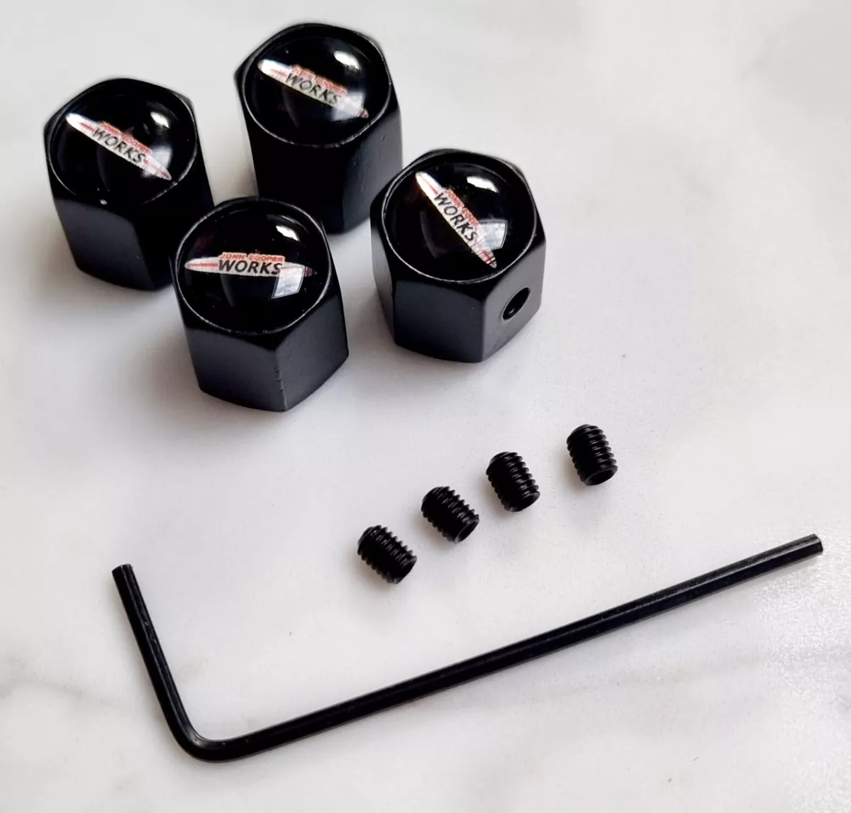 JCW Valve Dust Caps Anti Theft Black John Cooper Works Mini R53