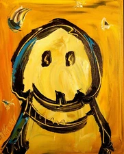 LABRADOR  IMPRESSIONIST LARGE ORIGINAL  CANVAS PAINTING -  4qwg