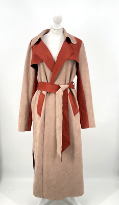 Coat Belted Solitaire Suede Coat Solitaire Womens Size M/L Orange