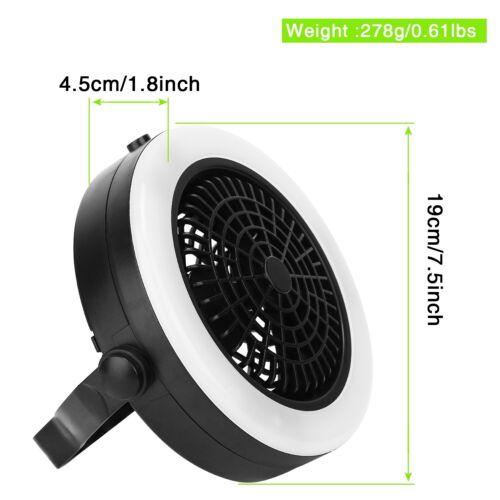 2 In 1 Outdoor Camping LED Fan Light Battery Hanging Tent Lamp Tent Fan Portable - Picture 5 of 8