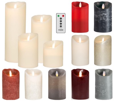 Sompex Flame LED Echtwachs-Kerzen Stumpenkerze fernbedienbar Kerze flammenlos