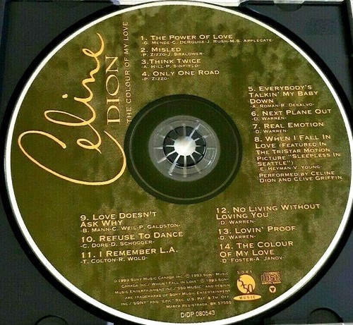The Colour of My Love by Céline Dion (CD 1993 Music) Shipped USPS 1st Class Mail - Imagen 3 de 3