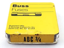 Pack of 5 Bussmann ABC3/4 250V 3/4 Amp Fast Acting Ceramic Fuses 1/4" x 1-1/4"