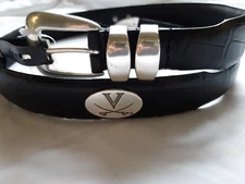 Men's Black Leather Belt With University of Virginia Cavaliers Conchos 30 R+