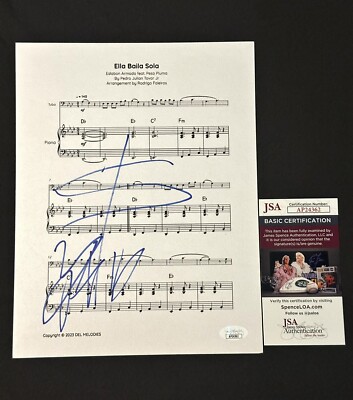 Peso Pluma Signed Autographed 8.5x11 Lyric Sheet JSA COA Ella Baila Sola DOBLE P