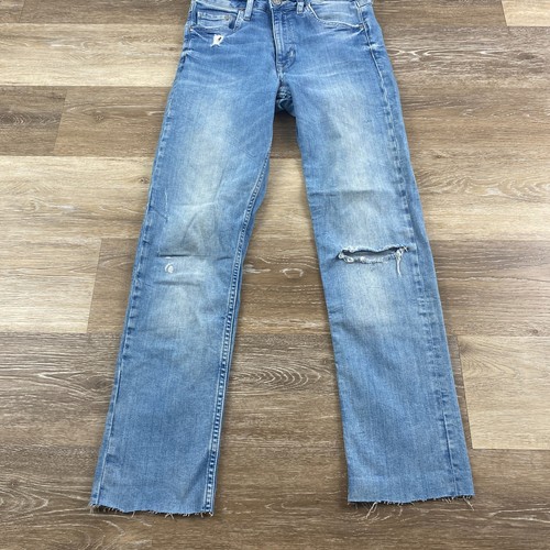 H&M Ankle Slim High Waist Light Wash Blue Denim Jeans Women's Size 28 Waist - Picture 3 of 11