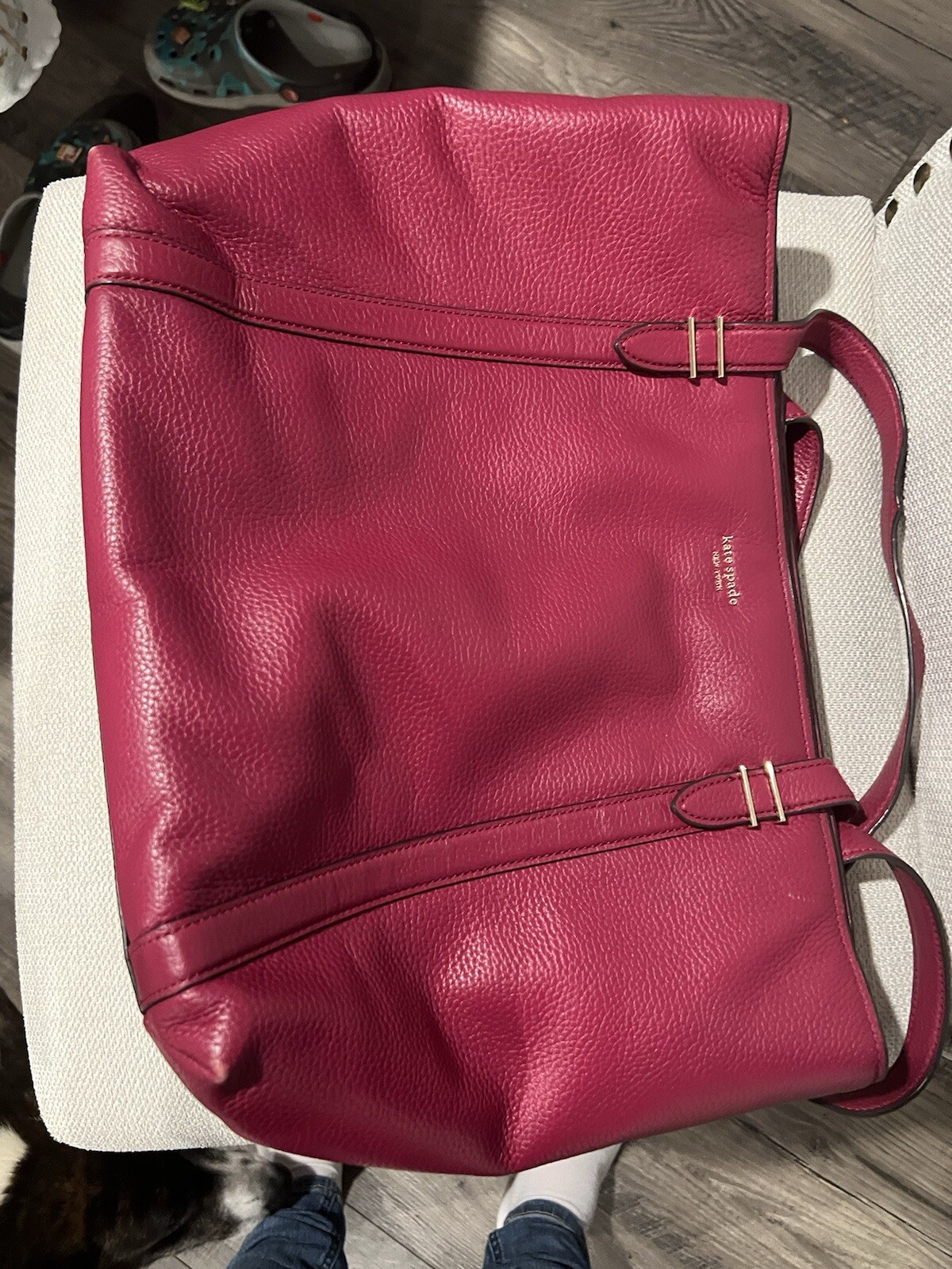 Fuschia Large Kate Spade Leather Handbag Tote New York
