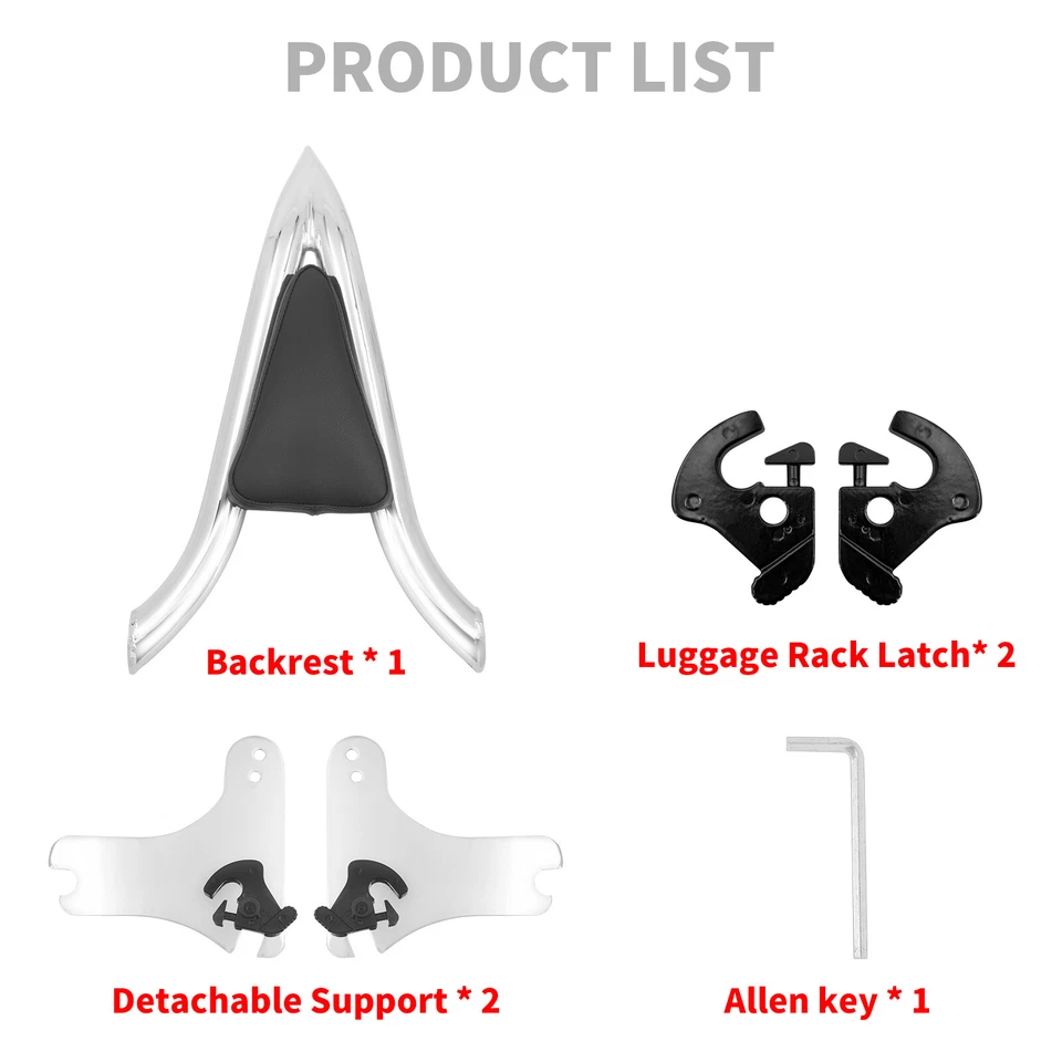 Respaldo desmontable cromado barra Sissy para Harley Touring Electra Road Glide 97-08 Foto 2 de 4