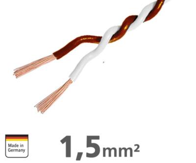 AMPIRE IKV150-WS-BR Verdrilltes Kabel 1,5mm² 100% Kupfer Auto Lautsprecherkabel 