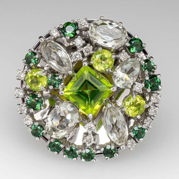 Attractive Floral Cluster Ring With 6.45 TCW Lab-Created Multi Gemstone Ring - Image 2 of 4