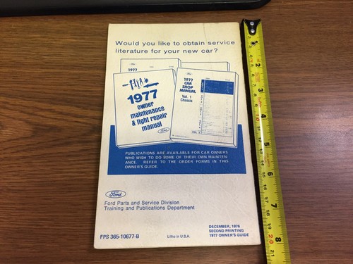 1977 Ford Maverick Car Owner's Manual + Ownercard with Vin Plate + Maintenance - Picture 6 of 10