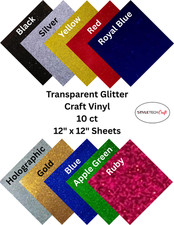 Transparent Glitter 12X12 Craft Vinyl Sheets, 10 ct for Cricut, Silhouette
