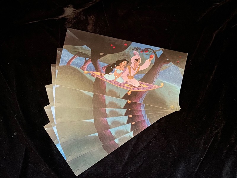 Set of 5 Disney Aladdin Magic Carpet Ride postcard prints 9 in x 4 in *New