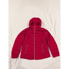 Michael Kors Packable Down Fill Hooded Puffer Jacket Women Size S Red