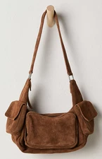 NEW FREE PEOPLE COCONUT SHELL BROWN SIREN SUEDE SHOULDER BAG PURSE