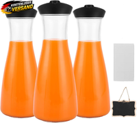 Glaskaraffe 3Er Set, 1 Liter Wasserkaraffe Mit Deckel, Karaffe Glas Mit Deckel G