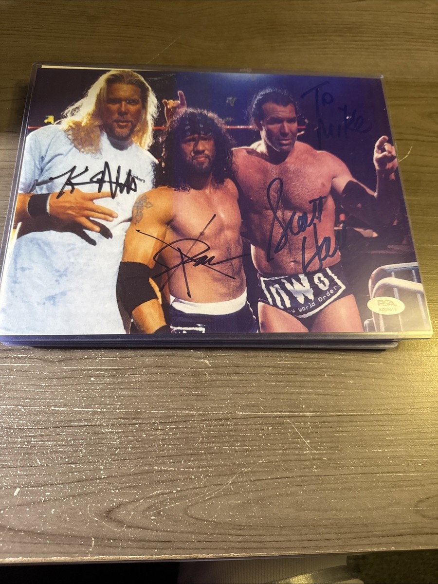 Scott Hall & Kevin Nash サイン色紙。nwo Nwo Triple Signed 8x10 Psa Certed Scott Hall Kevin Nash Xpac