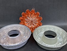 LOTE DE 3 moldes de gelatina para pasteles vintage Wilton redonda catedral aluminio 8,5"