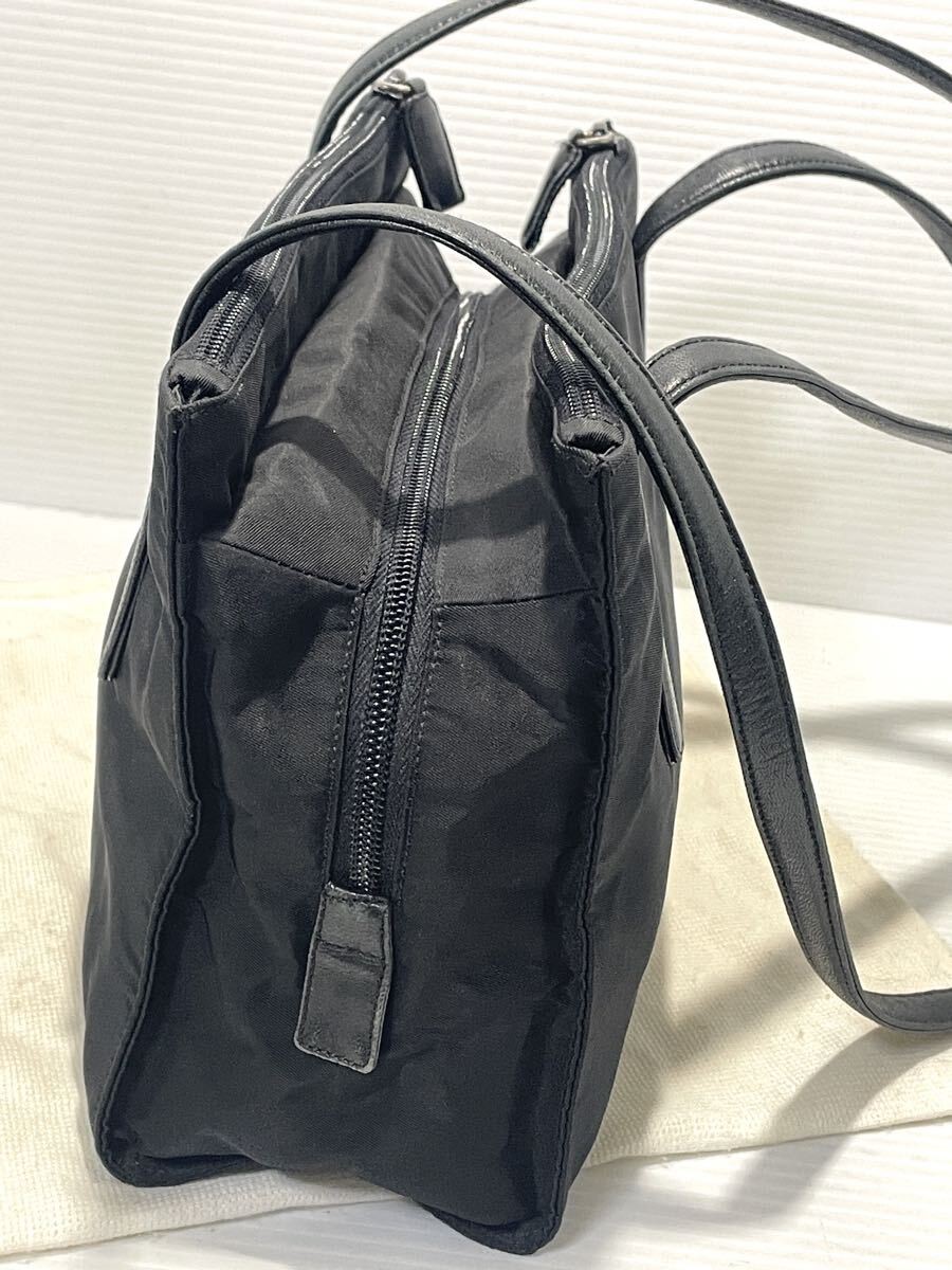 Prada Black Tessuto Tote Bag Triangle Plate Vintage Authentic thumbnail 3