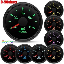 2 52mm Universal Gas Fuel Level Gauge 0-90ohms 8 Colors Led For Marine Boat Car