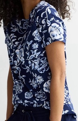 Croft & Barrow Women's Classic Tee Shirt Top Sz XL - Navy Inky Floral -New