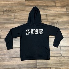 PINK Victoria s Secret Hoodie Women XS Black Pullover Sweatshirt