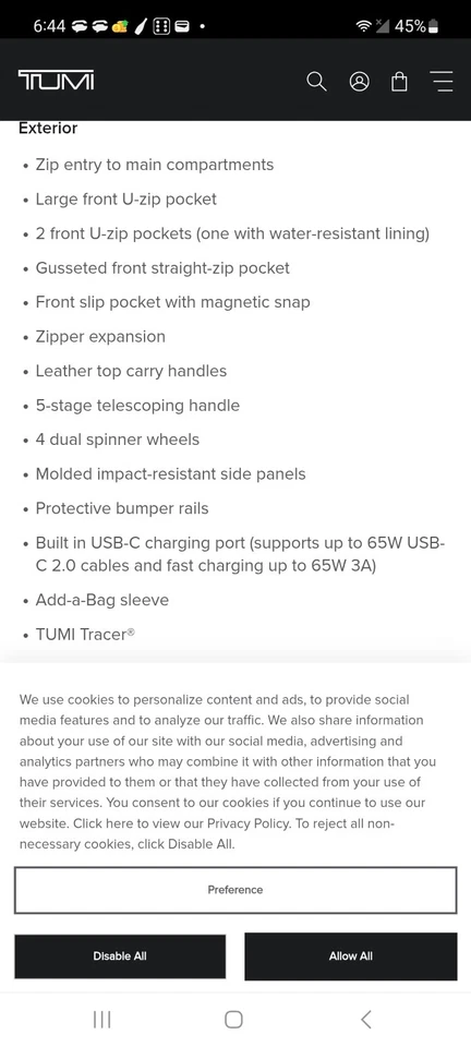 Tumi Alpha 3 Deluxe Leather 4-Wheeled Rolling Laptop Case Brief - Image 3 of 4