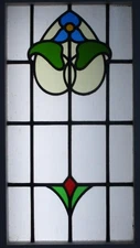 PRETTY FLORAL LARGE OLD ENGLISH LEADED STAINED GLASS WINDOW 18.5" X 32.5"
