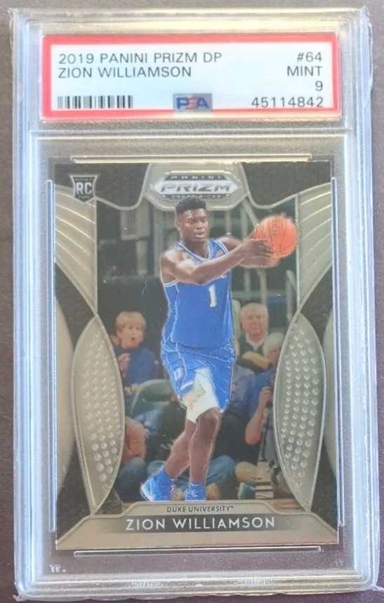 2019 Panini Prizm DP ZION WILLIAMSON #64 PSA 9 Mint Rookie RC Duke Draft Picks