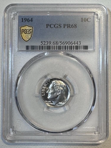 1964 PR68 Roosevelt Dime PCGS Gold Shield