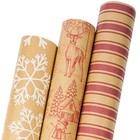  Kraft Christmas Wrapping Paper Rolls with Cutlines, Christmas Toile Scene