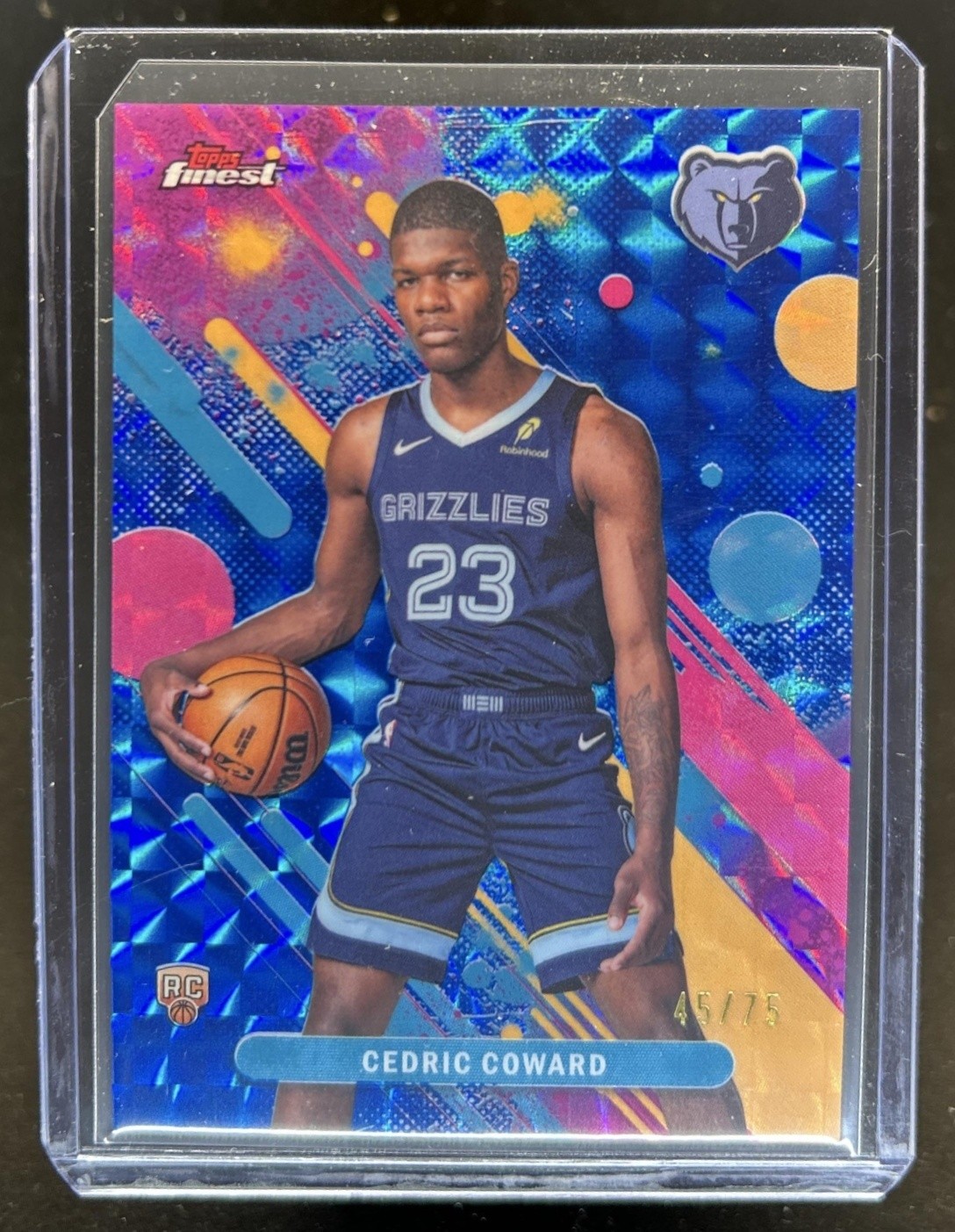 2025-26 Topps Finest Cedric Coward Common RC Blue Geometric Refractor #/75