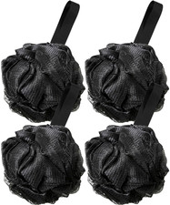 4 Pack 60G Black Bath Loofah Sponge Mesh Ball for Soothe Skin