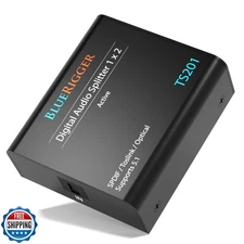 BlueRigger Digital Optical Audio Splitter (Active Toslink Splitter 1 in 2 Out