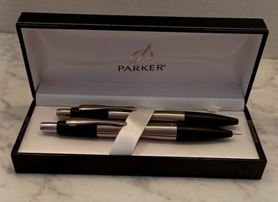 Parker Classic Matte Black Ballpoint Pen & Pencil Set New Old Stock Vintage