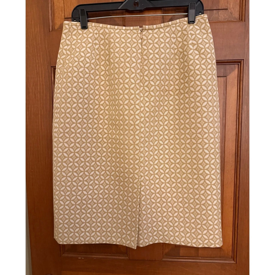 Falda lápiz Le Suit para mujer talla 10 dorada patrón geométrico forrada oficina negocios Foto 2 de 4