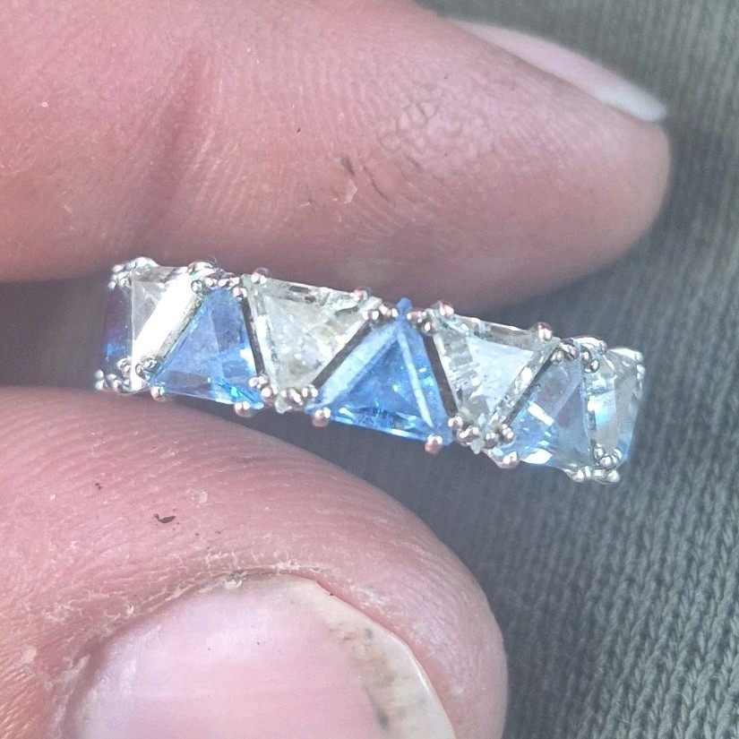 Swarovski Millenia Blue Triangle-Cut Crystal Rhodium-Plated