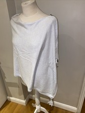 Mint Velvet women Pom Pom Poncho, Jumper light jacket Baby blue