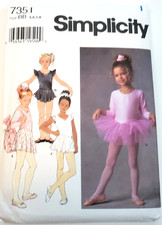 VTG Simplicity Pattern 7351 Girl Ballet Dancewear Tutu Leotard Skirt Sz 5-8 READ