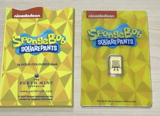 NEW SPONGEBOB SQUAREPANTS 1g 1 gram Gold Colorized Bar Perth Mint Mintage 3000