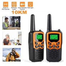 2 PACK Long Range 100 mile Walkie Talkie Two Way Radio Charge Headset Waterproof