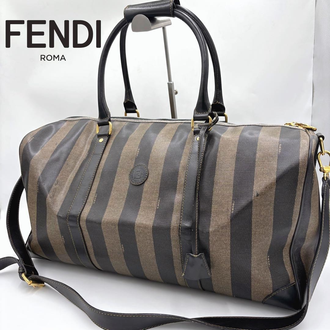 Fendi Pecan Leather PVC Two-Way Boston Shoulder Bag Pre-Owned