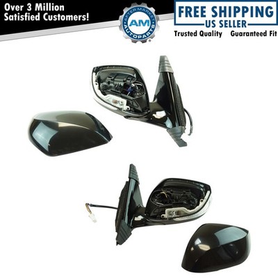 TRQ Exterior Power Mirror Heated w/ Signal Black Smooth LH & RH Kit Pair for Q50