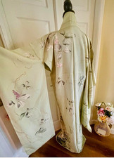 Women  s Floral vintage Kimono Robe mint One Size Traditional Style