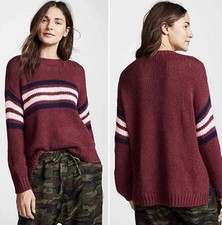  295 Xirena SZ S Alpaca Blend Apres Ski Sweater Burgundy Multi Flawless