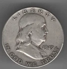 1949 D FRANKLIN HALF DOLLAR 90% SILVER DENVER MINT .50¢ UNITED STATES OF AMERICA